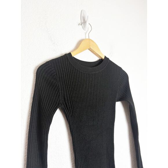 Lovers + Friends Around the Fire Ribbed Midi Sweater Dress Size XS Black Knit - Picture 7 of 14